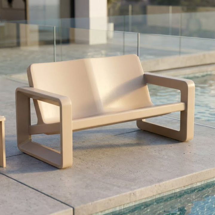 Deck Loveseat - Modern Outdoor Resin Loveseat for Patios, Porches & Pool Ledges
