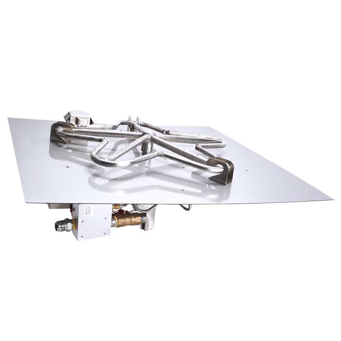 HPC 18" Square Flat Electronic Ignition Fire Pit Insert - ON/OFF - Natural Gas Fuel