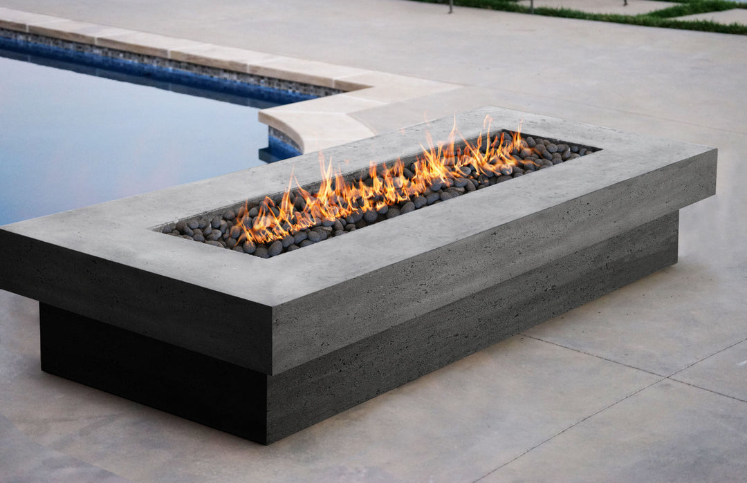 Elevate Fire Table 80″ – Rectangular Hand-Crafted Concrete Gas Fire Pit (65,000 BTUs, Propane/Natural Gas)