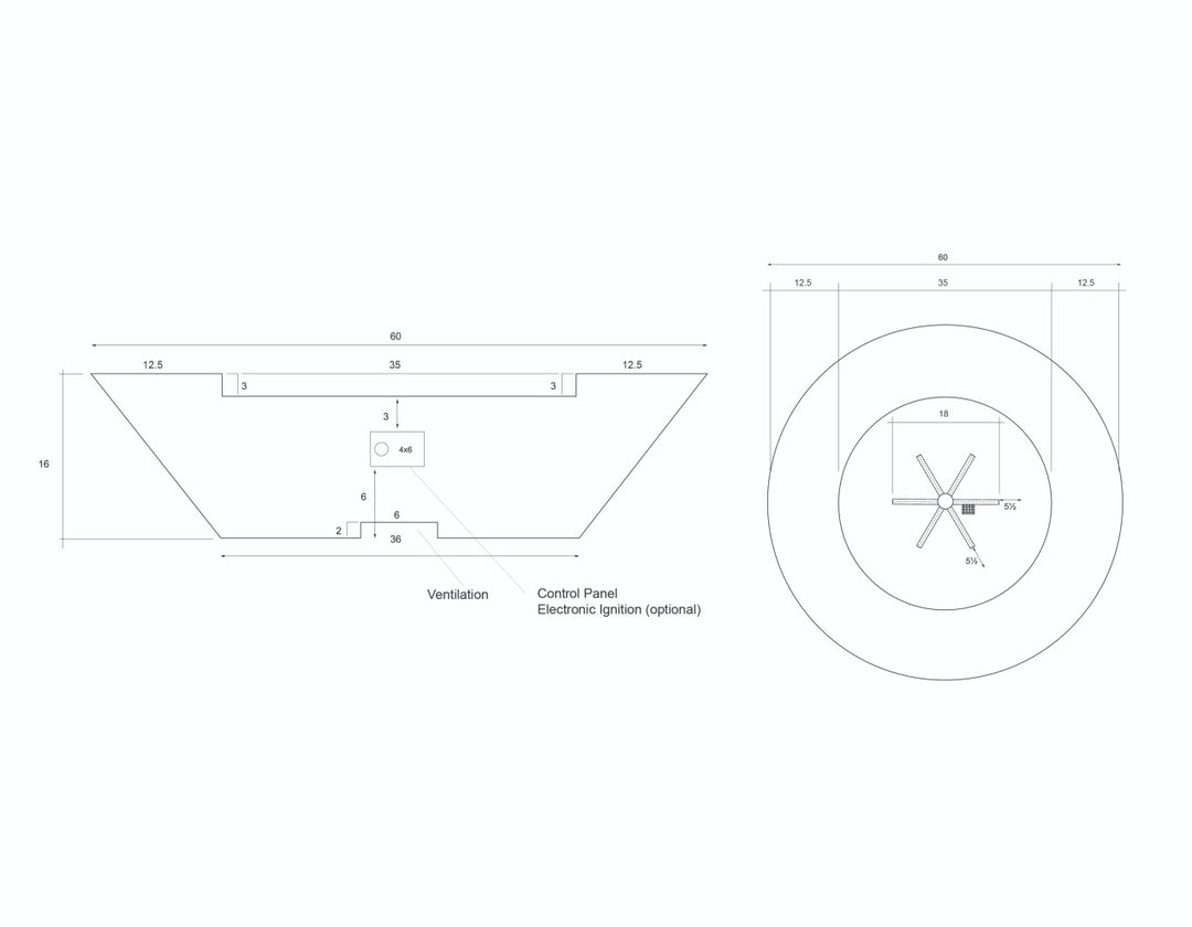 Embarcadero 60" Round Concrete Fire Bowl – Large Outdoor Gas Fire Pit (65,000–125,000 BTU)