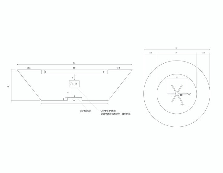 Embarcadero 60" Round Concrete Fire Bowl – Large Outdoor Gas Fire Pit (65,000–125,000 BTU)