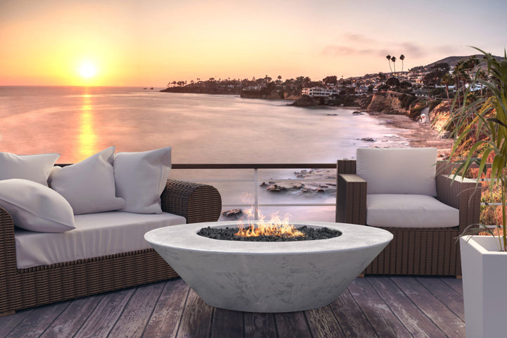Embarcadero 60" Round Concrete Fire Bowl – Large Outdoor Gas Fire Pit (65,000–125,000 BTU)