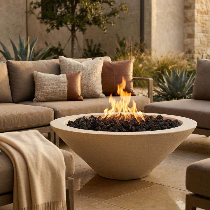 Embarcadero 48" Round Concrete Fire Bowl – 65,000 BTU Outdoor Gas Fire Pit