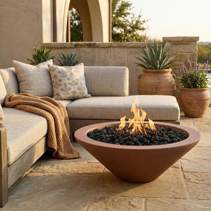 Embarcadero 48" Round Concrete Fire Bowl – 65,000 BTU Outdoor Gas Fire Pit