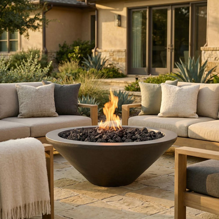 Embarcadero 48" Round Concrete Fire Bowl – 65,000 BTU Outdoor Gas Fire Pit