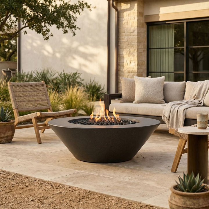 Embarcadero 60" Round Concrete Fire Bowl – Large Outdoor Gas Fire Pit (65,000–125,000 BTU)