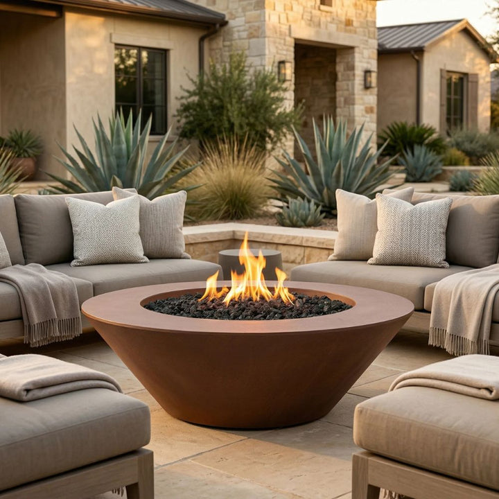 Embarcadero 60" Round Concrete Fire Bowl – Large Outdoor Gas Fire Pit (65,000–125,000 BTU)