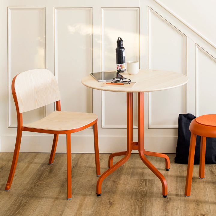 Emeco 1 Inch® Round Café Table by Jasper Morrison 24inch Brushed Aluminum
