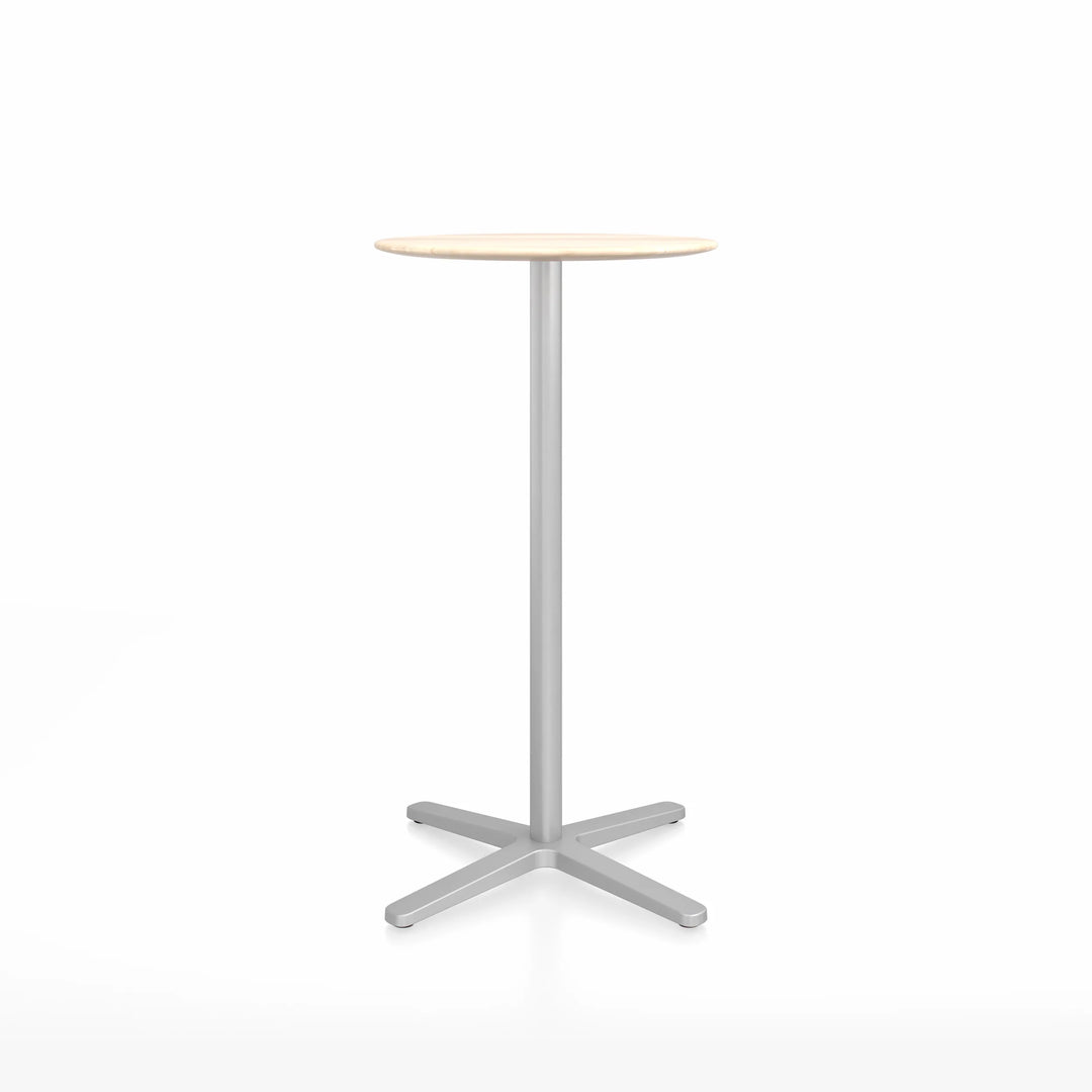 Emeco 2 Inch® X Base Bar Table, 24inches Silver Powder Coated Round by Jasper Morrison