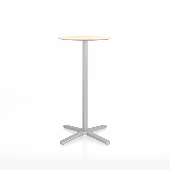 Emeco 2 Inch® X Base Bar Table, 24inches Silver Powder Coated Round by Jasper Morrison