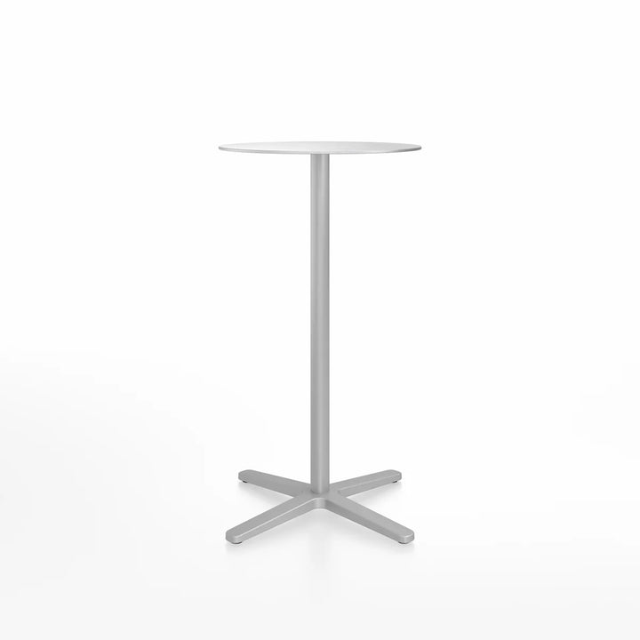 Emeco 2 Inch® X Base Bar Table, 24inches Silver Powder Coated Round by Jasper Morrison