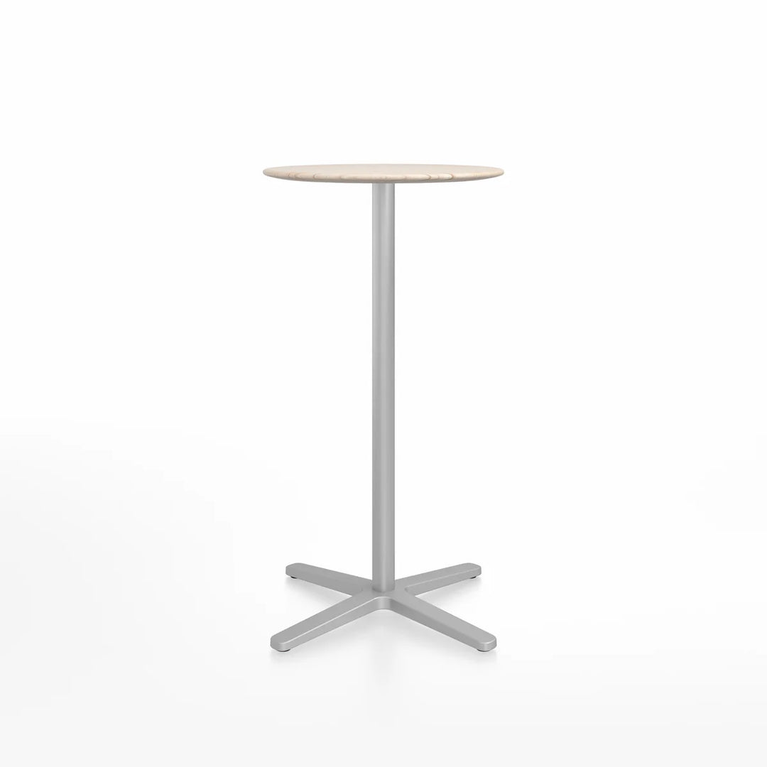 Emeco 2 Inch® X Base Bar Table, 24inches Silver Powder Coated Round by Jasper Morrison