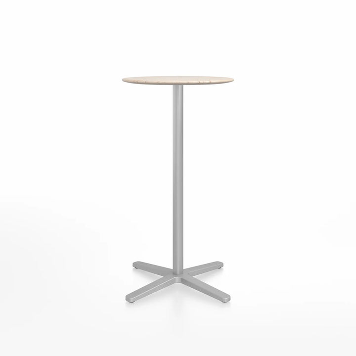 Emeco 2 Inch® X Base Bar Table, 24inches Silver Powder Coated Round by Jasper Morrison