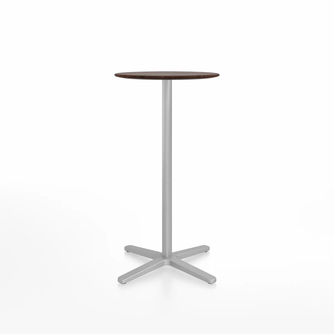 Emeco 2 Inch® X Base Bar Table, 24inches Silver Powder Coated Round by Jasper Morrison
