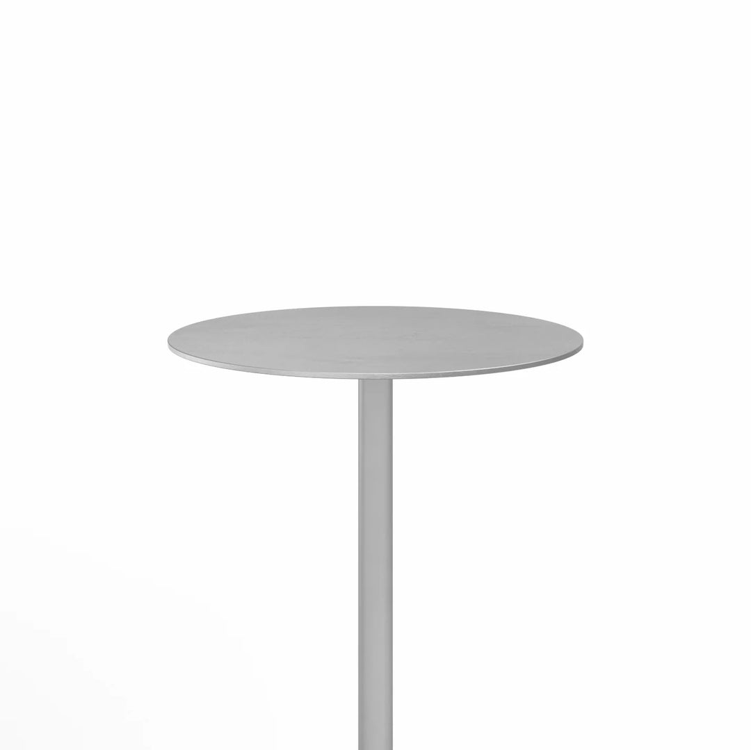 Emeco 2 Inch® X Base Café Table, 24inches Silver Powder Coated Round by Jasper Morrison