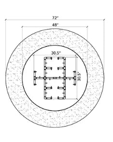 72" Round Ready-to-Finish Fire Pit Kit with CFB350 Brass Burner
