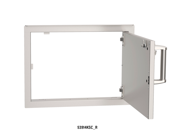 Fire Magic - Premium Flush, Soft Close | Horizontal Single Access Door with Lock and Key - Opened - Door Hinge: Right