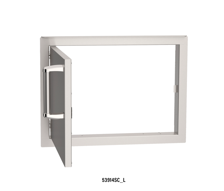 Fire Magic - Premium Flush, Soft Close | Horizontal Single Access Door - Opened - Door Hinge: Left