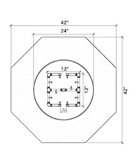 42" Octagonal Ready-to-Finish Round Fire Pit Kit 18" H with 13" Brass Burner