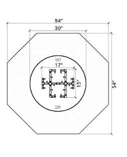 54" Octagonal Ready-to-Finish Fire Pit Kit 18" H with 17" Brass Burner