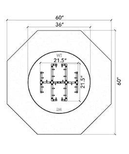 60" Octagon Ready-to-Finish Fire Pit Kit 18" H with 21.5" Burner