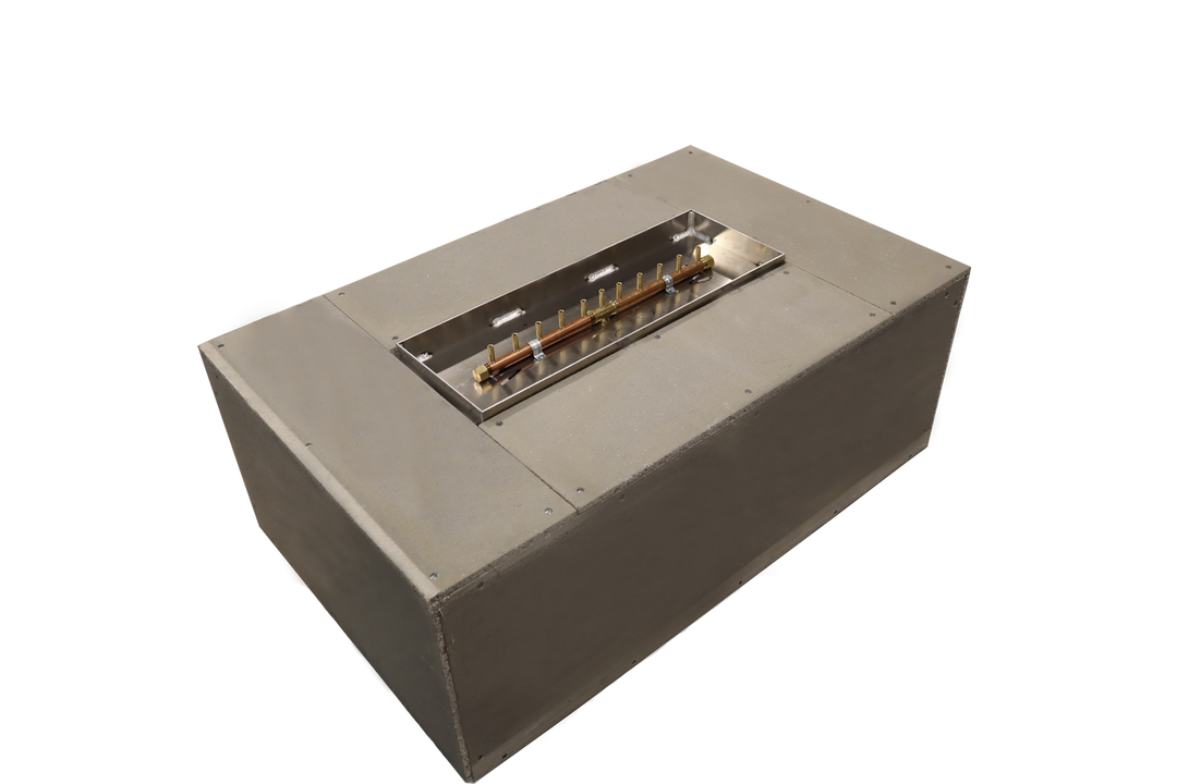 48" x 30" x 18" Rectangular Ready-to-Finish Fire Pit Kit with 22" Brass Burner