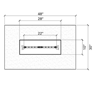 48" x 30" x 18" Rectangular Ready-to-Finish Fire Pit Kit with 22" Brass Burner