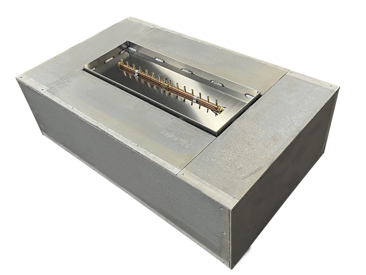 60" x 36" x 18" Rectangular Ready-to-Finish Fire Pit Kit with 30" Brass Burner