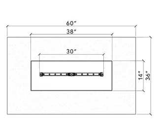 60" x 36" x 18" Rectangular Ready-to-Finish Fire Pit Kit with 30" Brass Burner