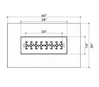 60" x 36" x 18" Rectangular Ready-to-Finish Tree-Style Fire Pit Kit with 30" Brass Burner