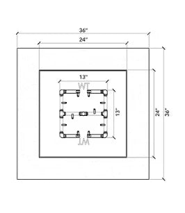 36" Square Ready-to-Finish Fire Pit Kit with CFB120 Brass Burner