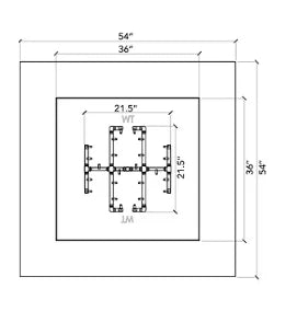54" Square Ready-to-Finish Fire Pit Kit with CFB290 Brass Burner