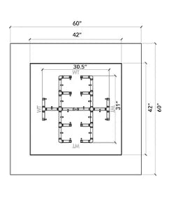 60" Square Ready-to-Finish Fire Pit Kit with CFB290 Brass Burner