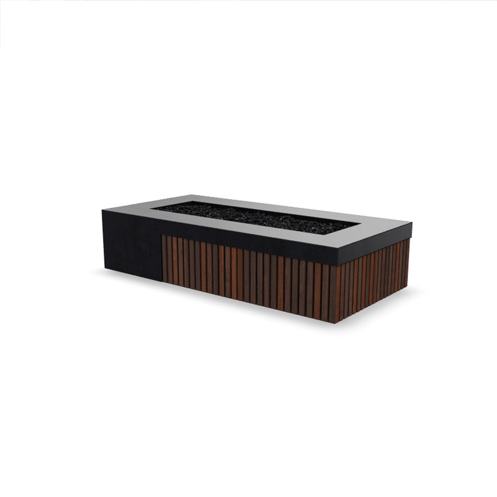 Fairmont Fire Table – 72" Rectangular Gas Fire Pit with Brazilian Hardwood & Concrete (65,000 BTUs, Propane/Natural Gas)