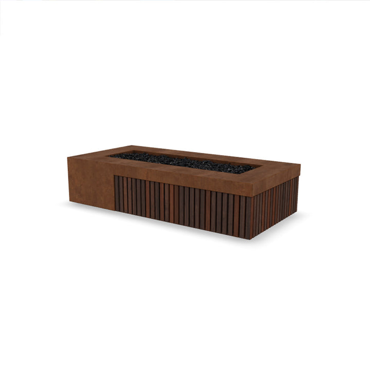 Fairmont Fire Table – 72" Rectangular Gas Fire Pit with Brazilian Hardwood & Concrete (65,000 BTUs, Propane/Natural Gas)