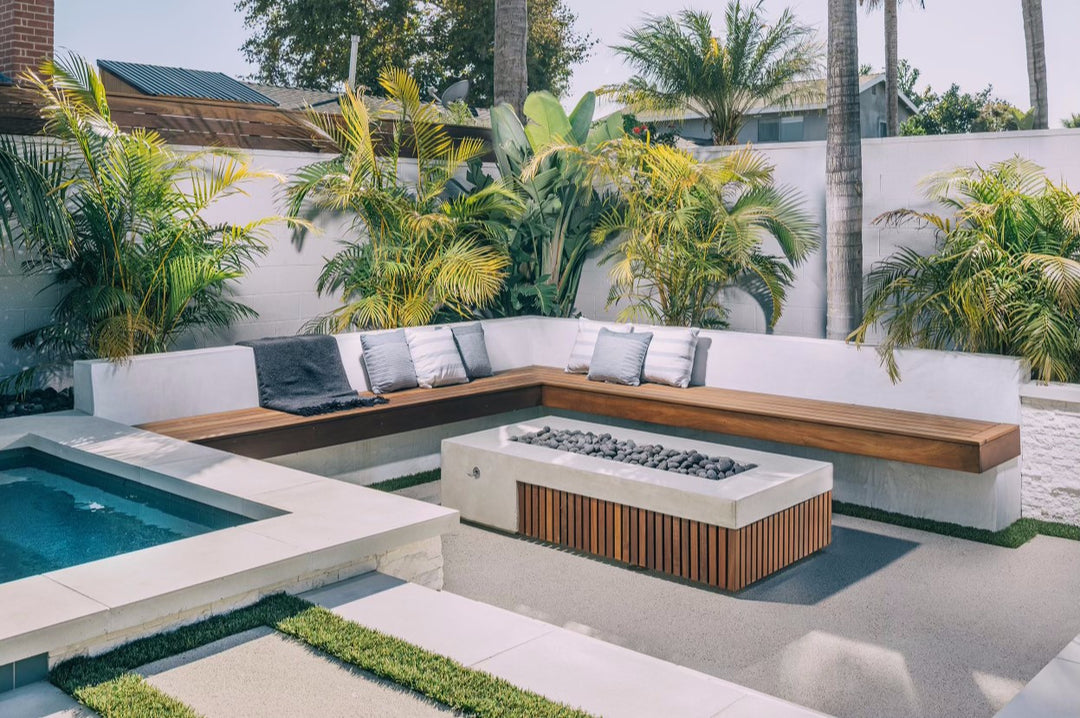 Fairmont Fire Table – 72" Rectangular Gas Fire Pit with Brazilian Hardwood & Concrete (65,000 BTUs, Propane/Natural Gas)