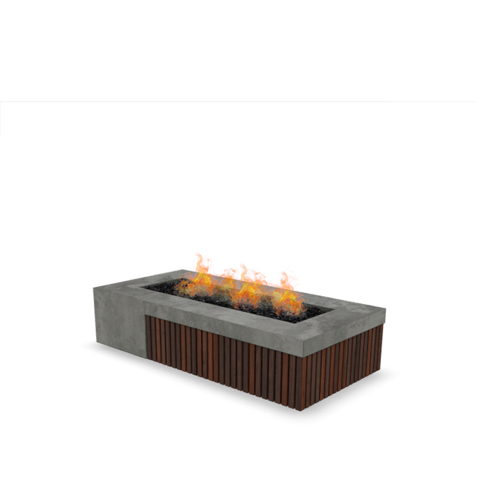 Fairmont Fire Table – 72" Rectangular Gas Fire Pit with Brazilian Hardwood & Concrete (65,000 BTUs, Propane/Natural Gas)