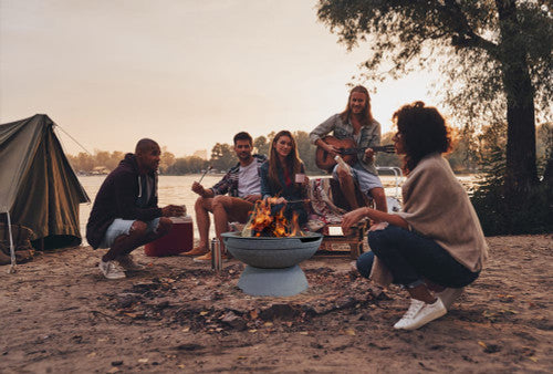 Falò Fire Bowl – 21" Hand-Crafted Concrete Wood Burning Fire Pit (Portable, Outdoor Patio & Backyard Use)