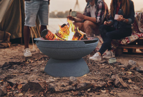 Falò Fire Bowl – 21" Hand-Crafted Concrete Wood Burning Fire Pit (Portable, Outdoor Patio & Backyard Use)