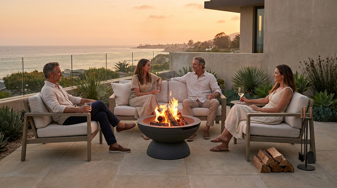 Falò Fire Bowl – 21" Hand-Crafted Concrete Wood Burning Fire Pit (Portable, Outdoor Patio & Backyard Use)