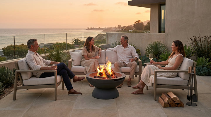 Falò Fire Bowl – 21" Hand-Crafted Concrete Wood Burning Fire Pit (Portable, Outdoor Patio & Backyard Use)