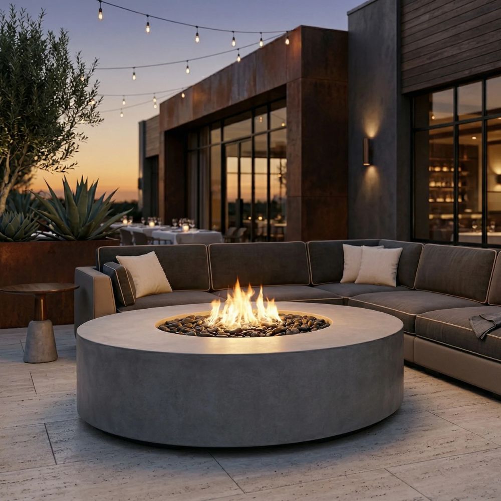 Falò Fire Bowl – 21" Hand-Crafted Concrete Wood Burning Fire Pit (Portable, Outdoor Patio & Backyard Use)