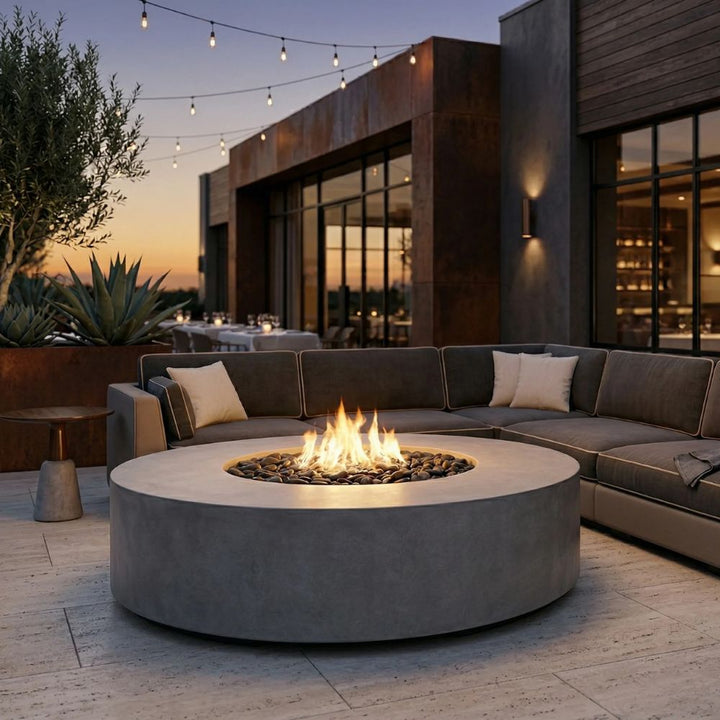 Falò Fire Bowl – 21" Hand-Crafted Concrete Wood Burning Fire Pit (Portable, Outdoor Patio & Backyard Use)