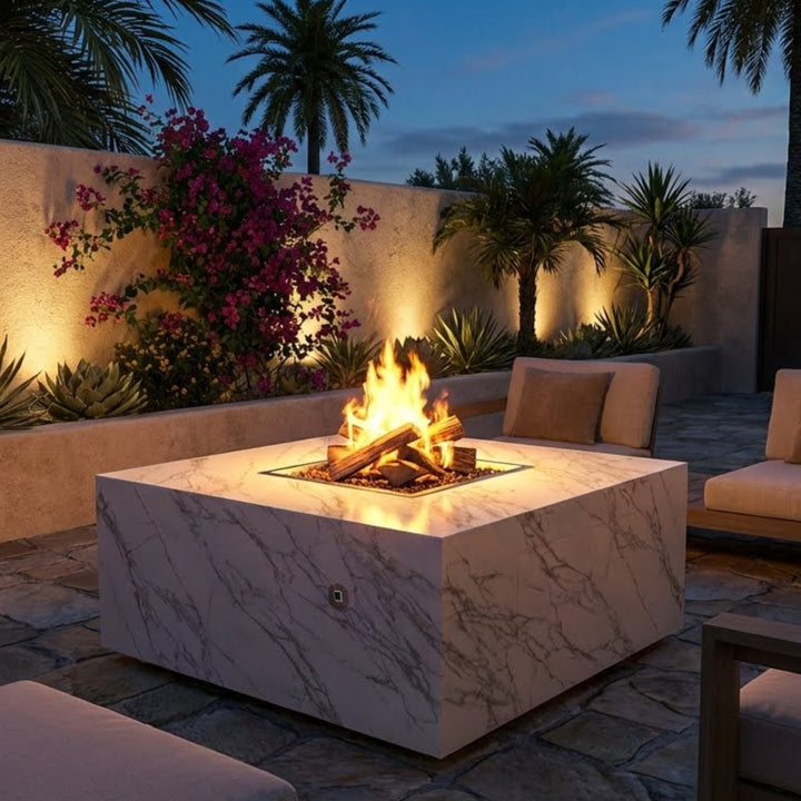COOKE Famosa Fire Pit Table 40" x 40" x 18" - Stone Top