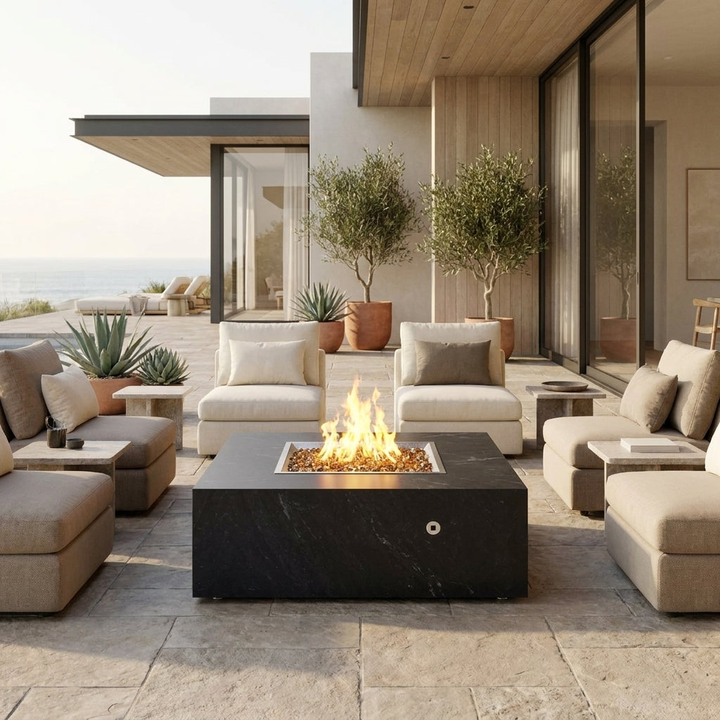 COOKE Famosa Fire Pit Table 48" x 48" x 18" - Stone Top