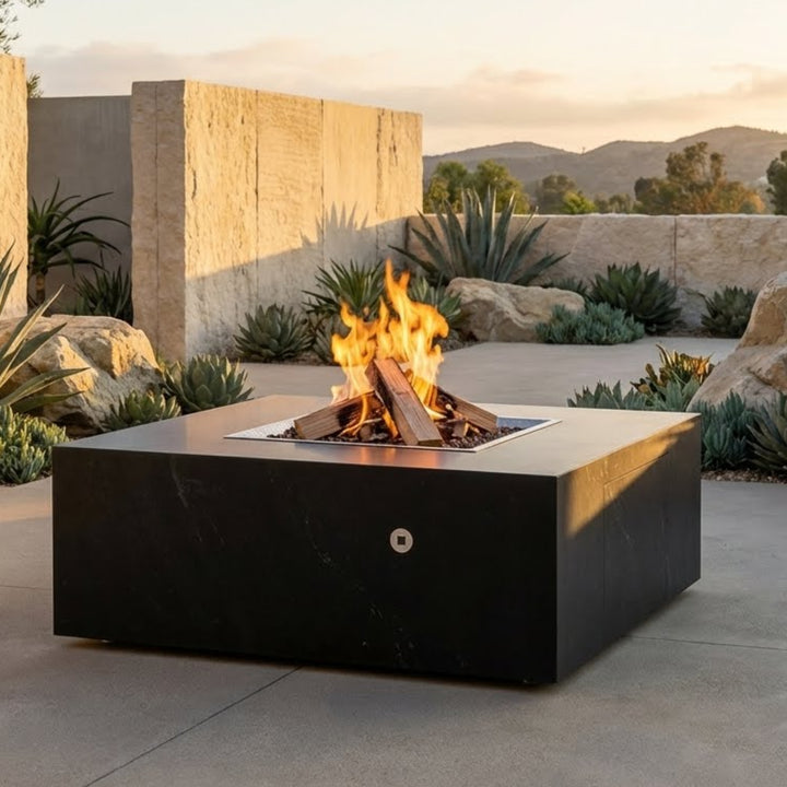 COOKE Famosa Fire Pit Table 60" x 42" x 18" - Stone Top
