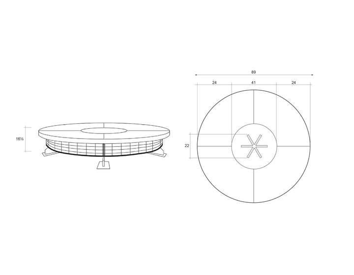 Fuego 89" Large Round Fire Table with PH Ignite Electronic Ignition – Handcrafted Patina Finish (Propane/Natural Gas)
