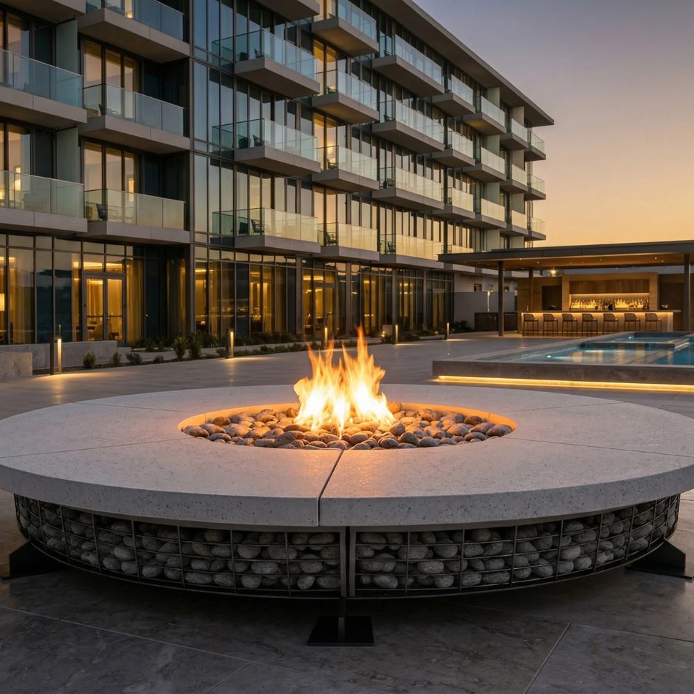 Fuego 89" Large Round Fire Table with PH Ignite Electronic Ignition – Handcrafted Patina Finish (Propane/Natural Gas)