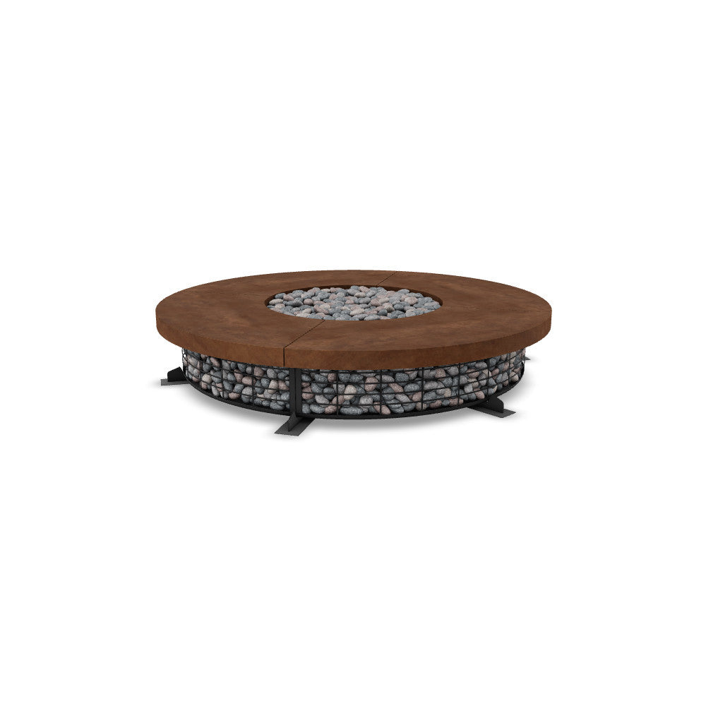Fuego 89" Large Round Fire Table with PH Ignite Electronic Ignition – Handcrafted Patina Finish (Propane/Natural Gas)
