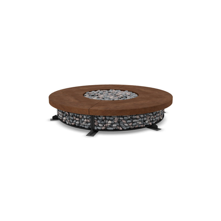 Fuego 89" Large Round Fire Table with PH Ignite Electronic Ignition – Handcrafted Patina Finish (Propane/Natural Gas)